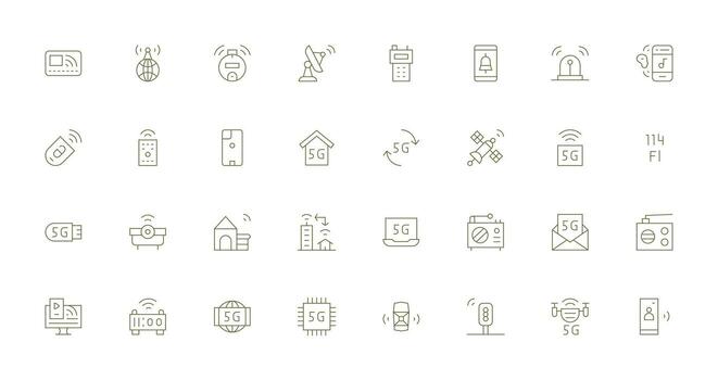 inalámbrico icono colección con 32 Delgado línea diseños interfaz íconos para diario utilizar vector