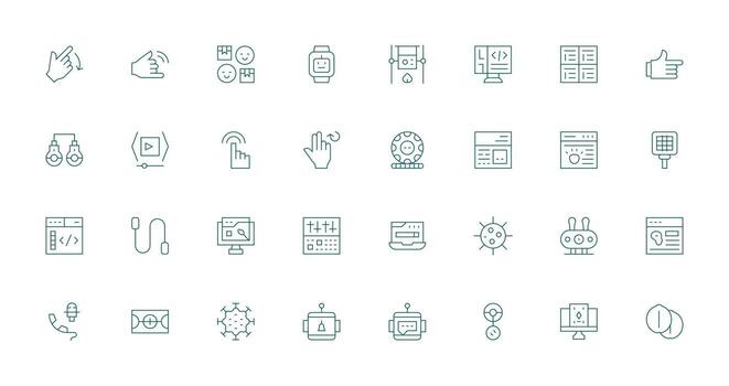 32 Thin Line Icons for Interface Graphics General Use Icon Pack vector