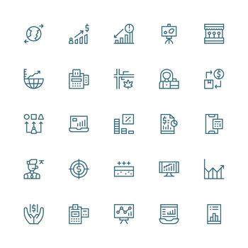 25 medio carrera contorno estilo íconos desde ventas colección limpiar icono colección para web utilizar vector