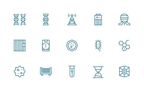 Cell Icon Collection with 15 Regular Line Designs Interface Icon Collection for Daily Projects vector