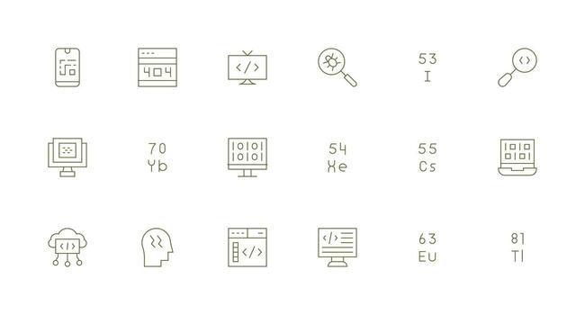 18 Minimal Line Vectors for Code Theme Neatly Designed Icons for Web Platforms
