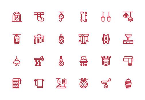 Hanging Set with 24 Thick Line Line Icons Simple Icons for Interface and Wireframes vector