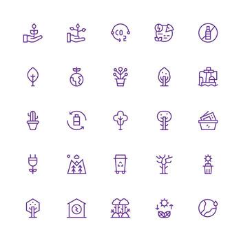 Medium Stroke Outline Icons from Sustainability Set with 25 Vectors Core Icon Collection for Daily Tasks