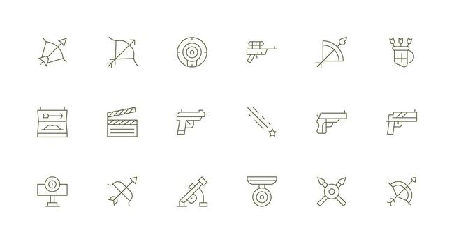 18 Minimal Line Designs for Shooting Icons Well-Structured Icons for Creative Use vector