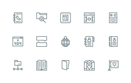 directorio presentando 15 íconos en regular línea diseño lleno icono biblioteca para ui diseñadores vector