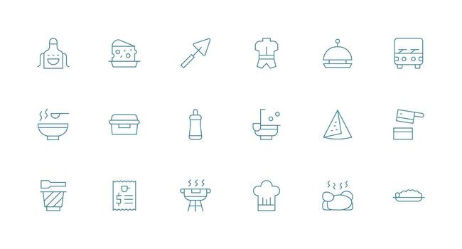 Minimal Line Icons from Foodservice Set with 18 Vectors Simple Icons for Interface and Wireframes