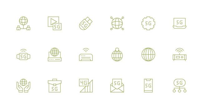 Internet acceso icono conjunto con 18 mínimo línea gráficos lleno icono biblioteca para ui diseñadores vector