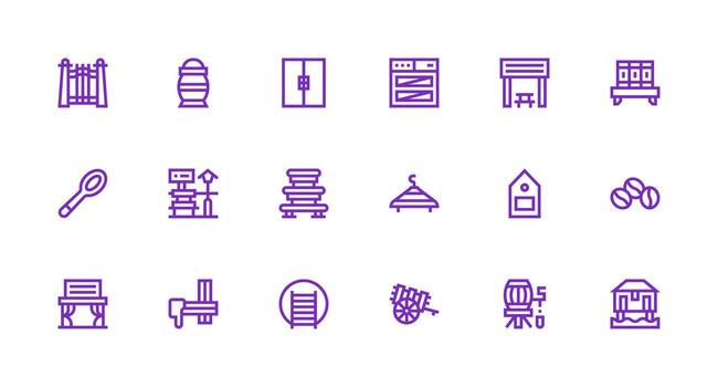 18 Strong Stroke Line Designs for Wooden Icons Scalable Icons for Cross-Platform Interfaces vector