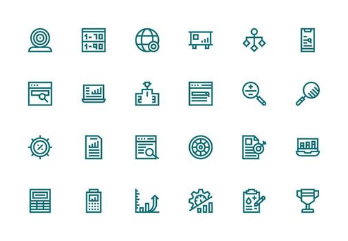 24 íconos para resultados en grueso línea línea formato multi-estilo icono colección vector