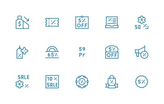 Markdown Icon Collection with 15 Regular Line Designs Modern Icon Set vector