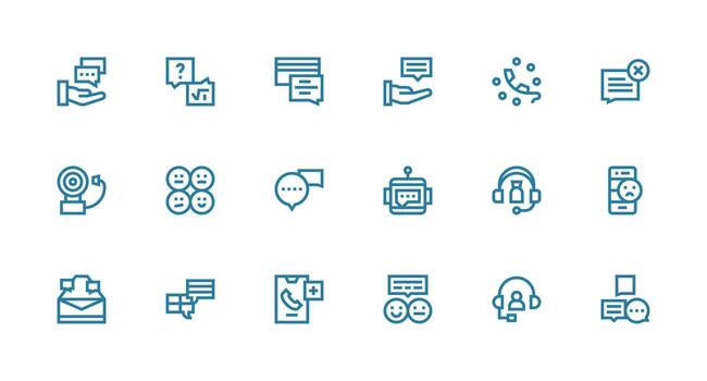 Response Icon Set with 18 Strong Stroke Line Graphics Icons Built for Visual Consistency Pack vector