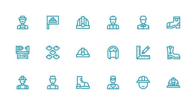 Engineer Icon Set with 18 Strong Stroke Line Graphics Detailed Icon Collection for Design Systems vector