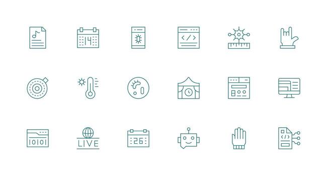 18 mínimo línea estilo íconos desde programa colección neutral estilo íconos para ninguna proyecto vector