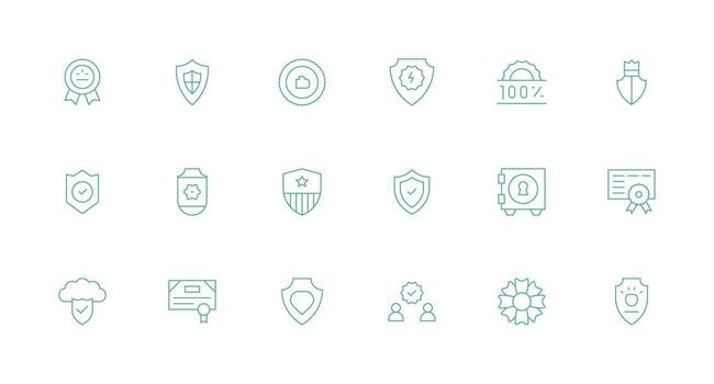 fiabilidad incluso 18 mínimo línea ilustraciones esencial íconos para rápido ui edificio vector