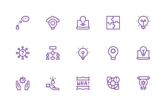15 regular línea íconos para problema resolviendo gráficos icono conjunto para web vector
