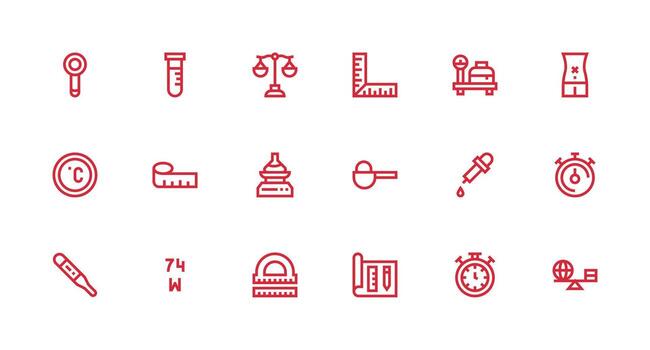 Strong Stroke Line Icons from Measurement Set with 18 Vectors Flexible Icon System for Web Interfaces