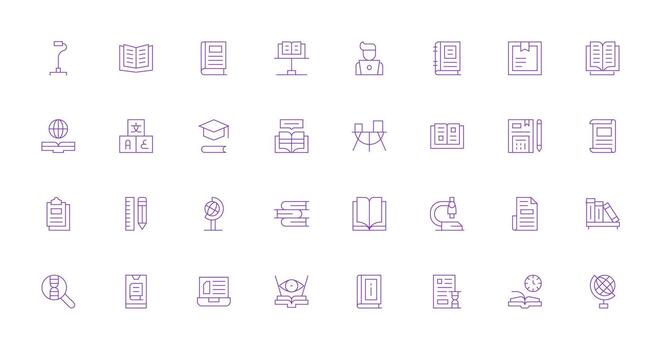 Study Icon Set with 32 Thin Line Graphics Line Icon Collection vector