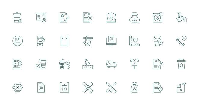 Refuse Set with 32 Thin Line Icons Icon Collection Set vector