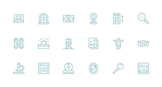 18 Minimal Line Style Icons from View Collection Dashboard Icon Series vector
