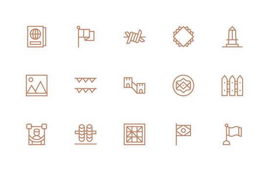 15 Icons for Border in Regular Line Format Icon Set for Apps vector