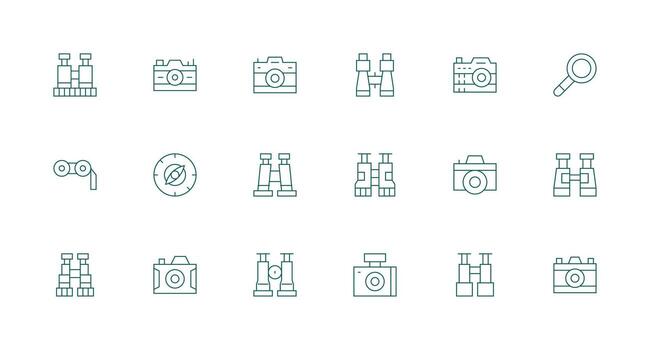 Viewfinder Icon Collection with 18 Minimal Line Designs Simple Icons for Interface and Wireframes vector