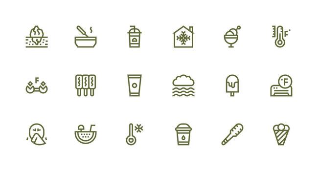 Cold Icon Set with 18 Strong Stroke Line Graphics High-Resolution Icons for Any Platform vector