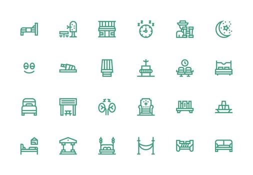 Thick Line Line Icons from Rest Set with 24 Vectors Clean Icon Collection for Web Use