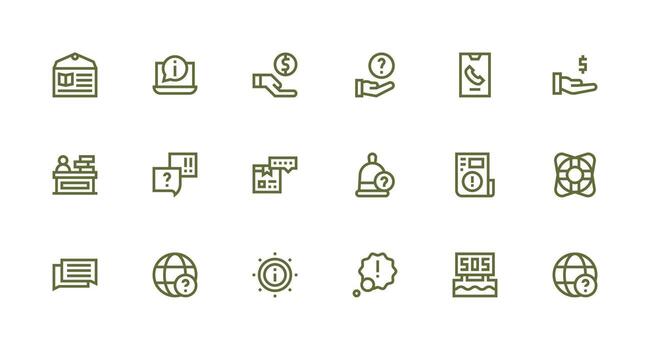 18 Icons for Help in Strong Stroke Line Format Multi-Purpose Icon Pack for Templates vector