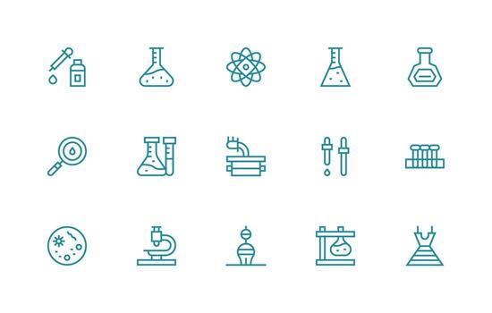 investigación laboratorio conjunto con 15 regular línea íconos de múltiples fines icono conjunto vector