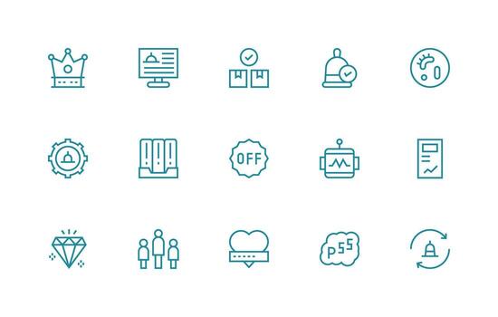 15 regular línea diseños para estado íconos limpiar icono conjunto icono paquete para ui proyectos vector