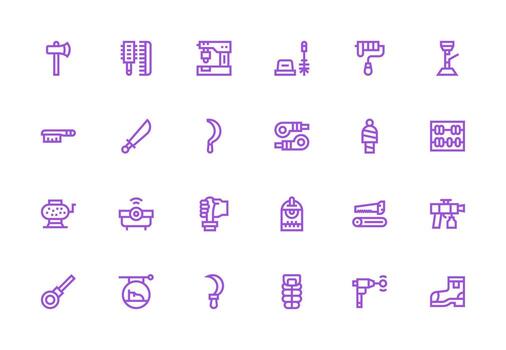 24 grueso línea línea vectores para herramienta tema limpiar icono conjunto icono paquete para ui proyectos