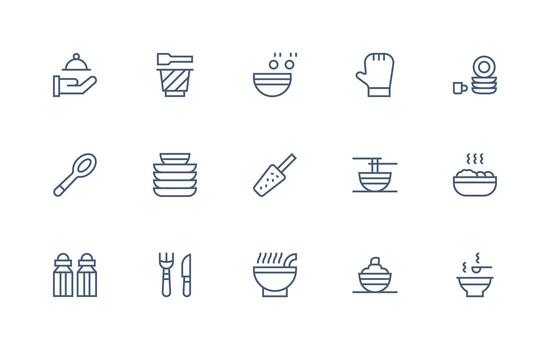 vajilla visual paquete conteniendo 15 regular línea íconos de múltiples fines icono paquete para plantillas vector