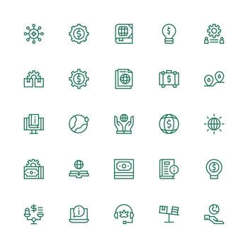 Resources Icon Set with 25 Medium Stroke Outline Graphics Icon Set for Web vector
