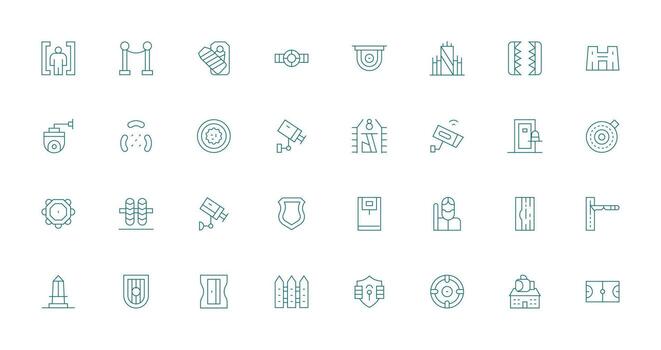 perímetro visual paquete conteniendo 32 Delgado línea íconos interfaz íconos para diario utilizar vector