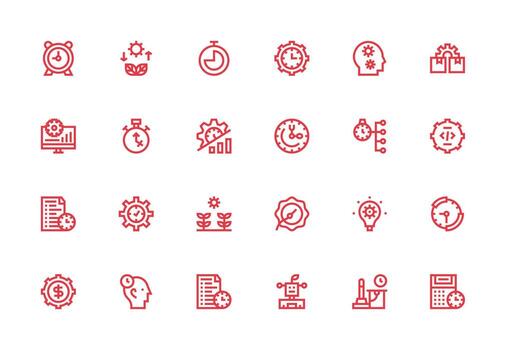 24 Icons for Efficiency in Thick Line Line Format Minimal Icon Set for Interface Projects vector