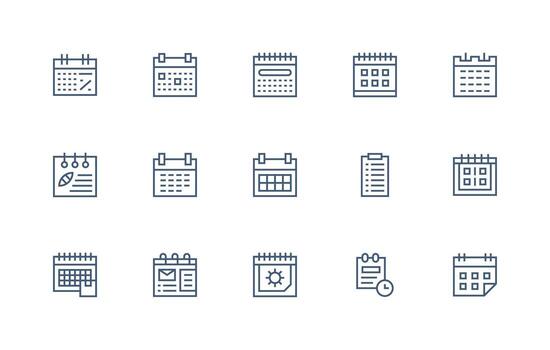 Regular Line Style Reminders Icons with 15 Vectors Reliable Icons for All Interfaces