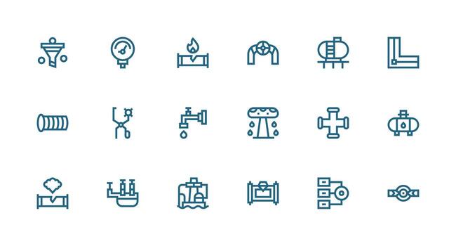 18 fuerte carrera línea estilo íconos desde tubería colección línea icono colección vector