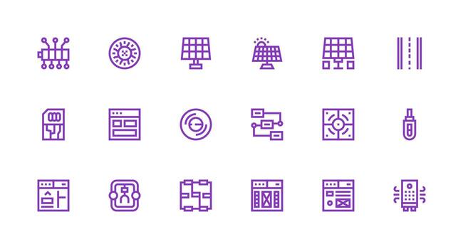 Module Visual Pack containing 18 Strong Stroke Line Icons Optimized Icon Pack for Digital Products vector