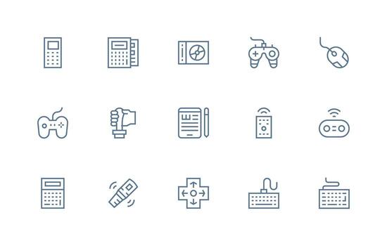 15 Regular Line Style Icons from Input Device Collection Clean Icon Pack vector