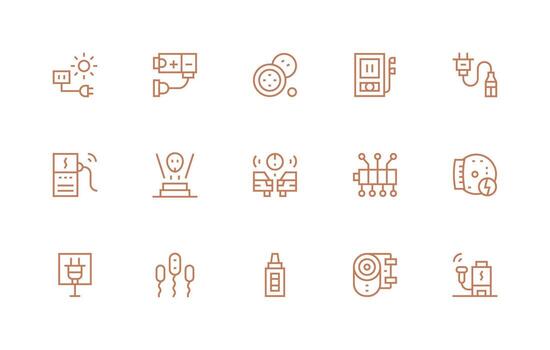 Charging Visual Pack containing 15 Regular Line Icons Clean Icon Set Icon Pack for UI Projects vector