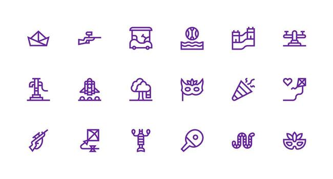 Fun Set with 18 Strong Stroke Line Icons Quick Access Icons for UI Development vector