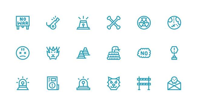 Strong Stroke Line Style Caution Icons with 18 Vectors UI Icon Set
