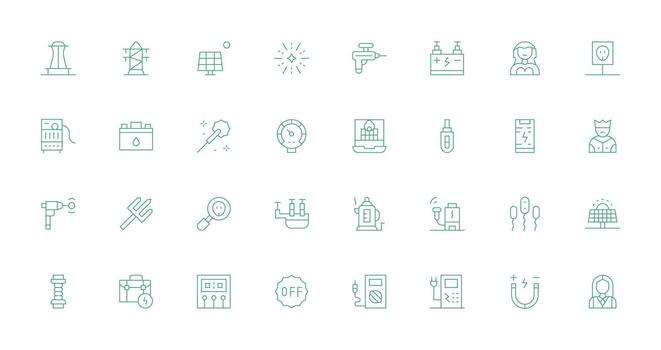 Power featuring 32 Icons in Thin Line Design Web and App Icon Pack Collection vector