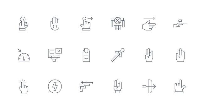 Action featuring 18 Icons in Minimal Line Design Minimal Icon Set for Interface Projects vector