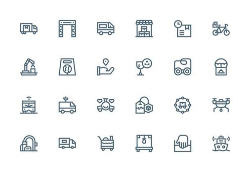 Logistics Icon Set with 24 Thick Line Line Graphics Neatly Designed Icons for Web Platforms vector