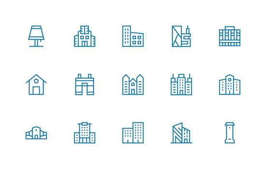 Real Estate Icon Set with 15 Regular Line Graphics Reliable Icons for All Interfaces vector