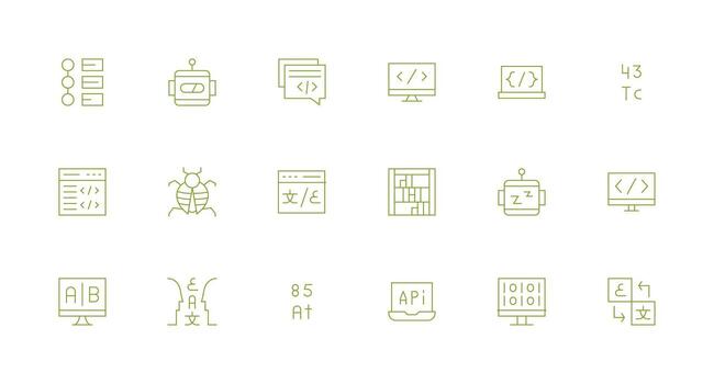 Programming featuring 18 Icons in Minimal Line Design Optimized Icon Pack for Digital Products vector