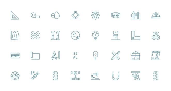 Engineering Set with 32 Thin Line Icons Style Icon Set vector