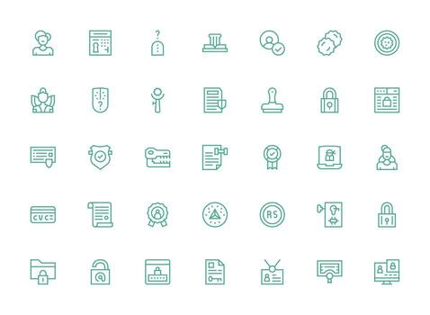 regular limpiar línea íconos desde autenticación conjunto con 35 vectores sencillo icono paquete