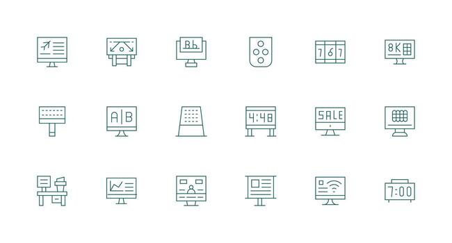 18 Icons for Digital Display in Minimal Line Format General Use Icon Pack vector